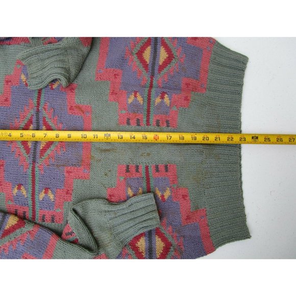 Vintage Ralph Lauren Polo Country Cotton Hand Knitted Aztec Southwest Sweater S - Picture 7 of 9